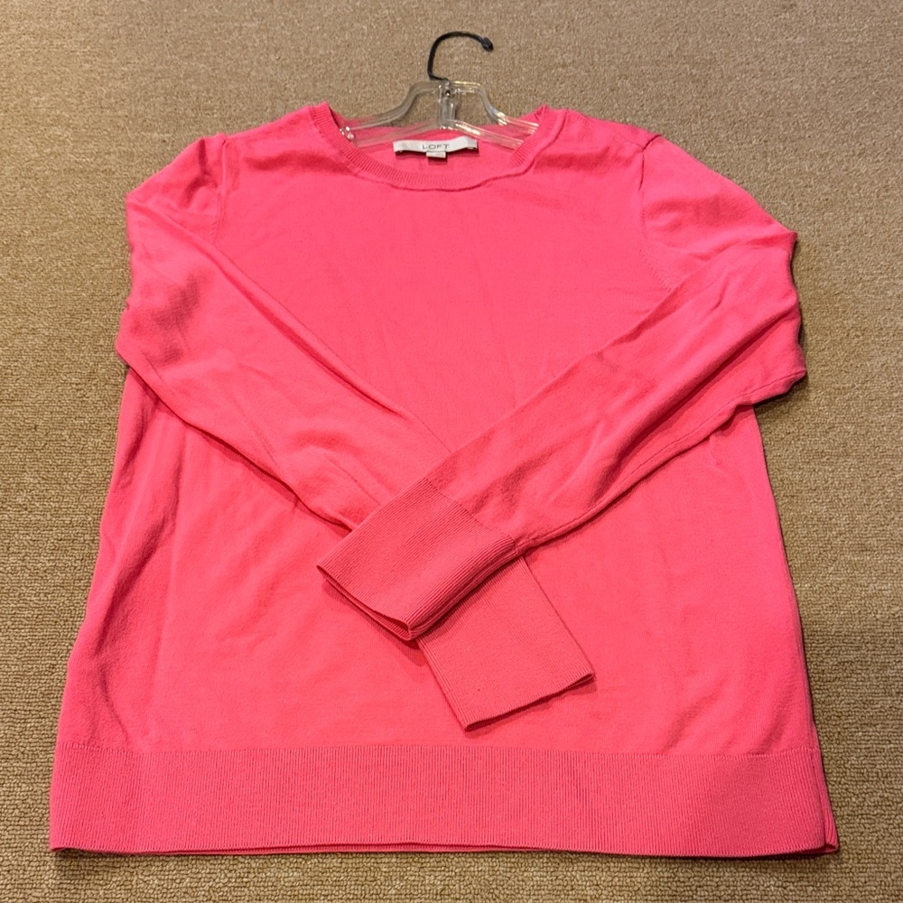 LOFT Fuchsia Crew Neck Sweater